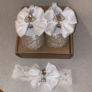 Swarowski Crystal Baptism Shoes and Headband